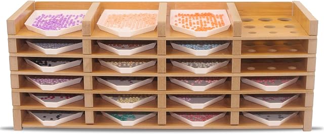 SanerDirect 24 Grids Diamond Painting Tray Holder, Drill Pen & Multi-Boat Wooden Tray Organizer, Diamond Art Accessories Kits with 21 Trays