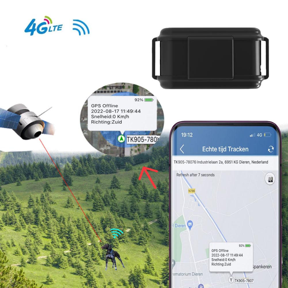 TKMARS 4G Collare GPS Per Cani Da Caccia Localizzatore GPS Cani IP67 Impermeabile Mini GPS Tracker APP Senza Abbonamento Monitoraggio in Tempo Reale Evoca Facilmente Gli Animali Domestici al Telefono