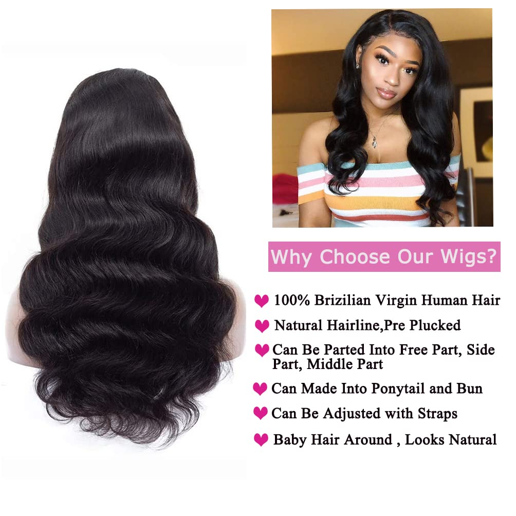 Body Wave 360 Lace Front Wigs Human Hair 360 Full Lace Frontal Wigs Human Hair Pre Plucked with Baby Hair 360 HD Lace Front Wigs (Body wave wigs, 18 Inch)
