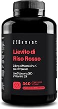 Lievito di Riso Rosso, 540 Compresse Vegane | Fornisce 2,9 mg di monacolina K | Arricchita con Coenzima Q10 e Vitamina B3 | Riso rosso fermentato Senza Citrinina | Zenement