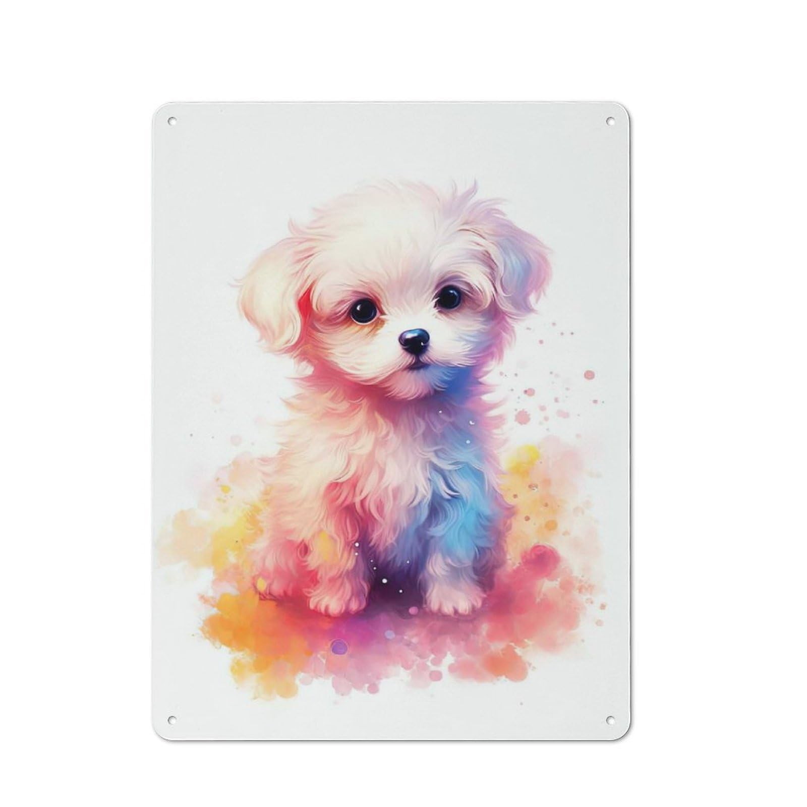 Junmoney Style-10 Tin Sign 40X30cm With Cute Baby Maltese Puppy For Workshop Wall, Vintage Decor, Gift For Workshop Decor Fans During The Christmas Season