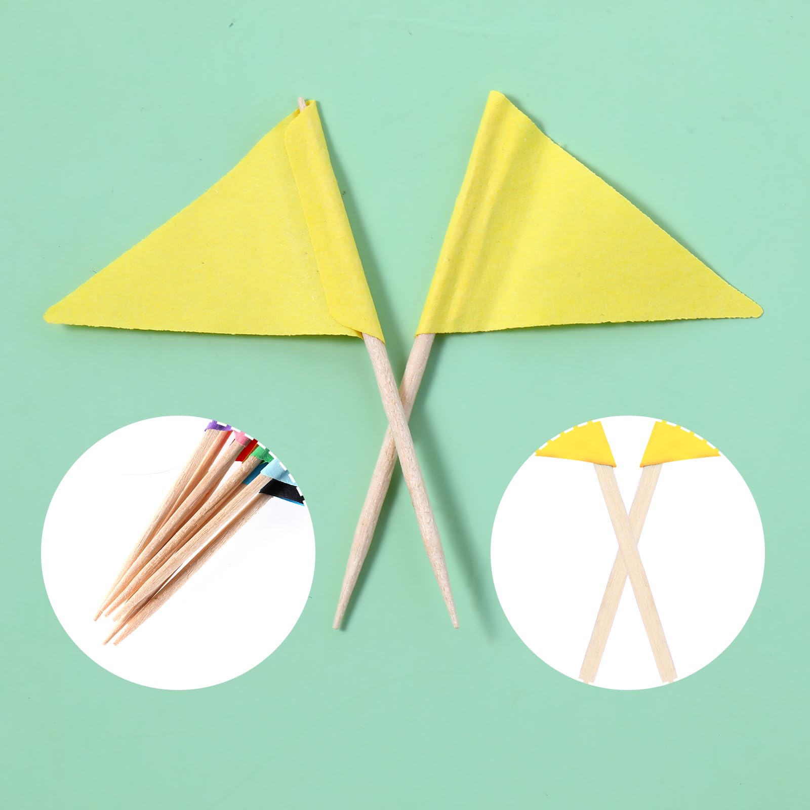 Cure-dents triangulaires colorés lot de 100 pour nourriture