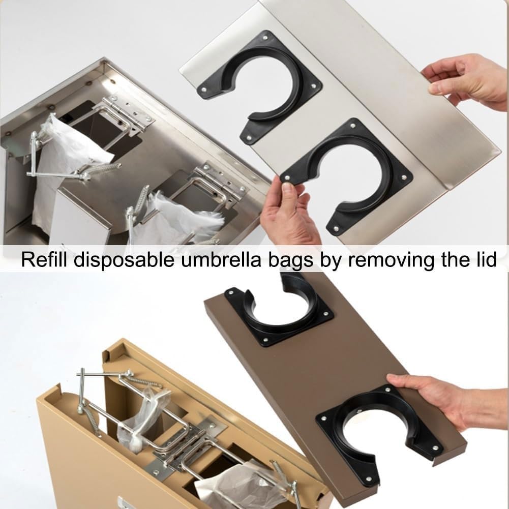 Involucro automatico per ombrelli, in acciaio inox, doppio supporto, per uso commerciale, ideale per aziende ed eventi