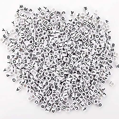 Augshy Letter Beads, 500pcs 6mm White Acrylic Alphabet Beads for Jewelry Making DIY Necklace Bracelet, Small - Image 3