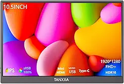 Monitor Portátil De 10,5", 1920 X 1280 Fhd Ips Usb-C, Segunda Tela Para Laptop, Switch, Ps5, Viagens E Trabalho, Ultrafina Com 100% Adobe Rgb, Brilho 420 Cd/M²