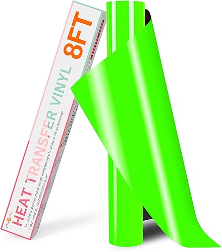 HTVRONT - Rollo de vinilo termotransferible (HTV), 12 pulg x 8 pies para planchar, para camisetas, para todas las máq. cortadoras- Fácil de
