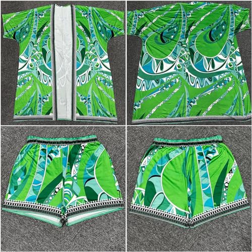 2 Piece Outfits for Women Sexy Beach Cover Up Shorts Set Open Front Long Cardigan4