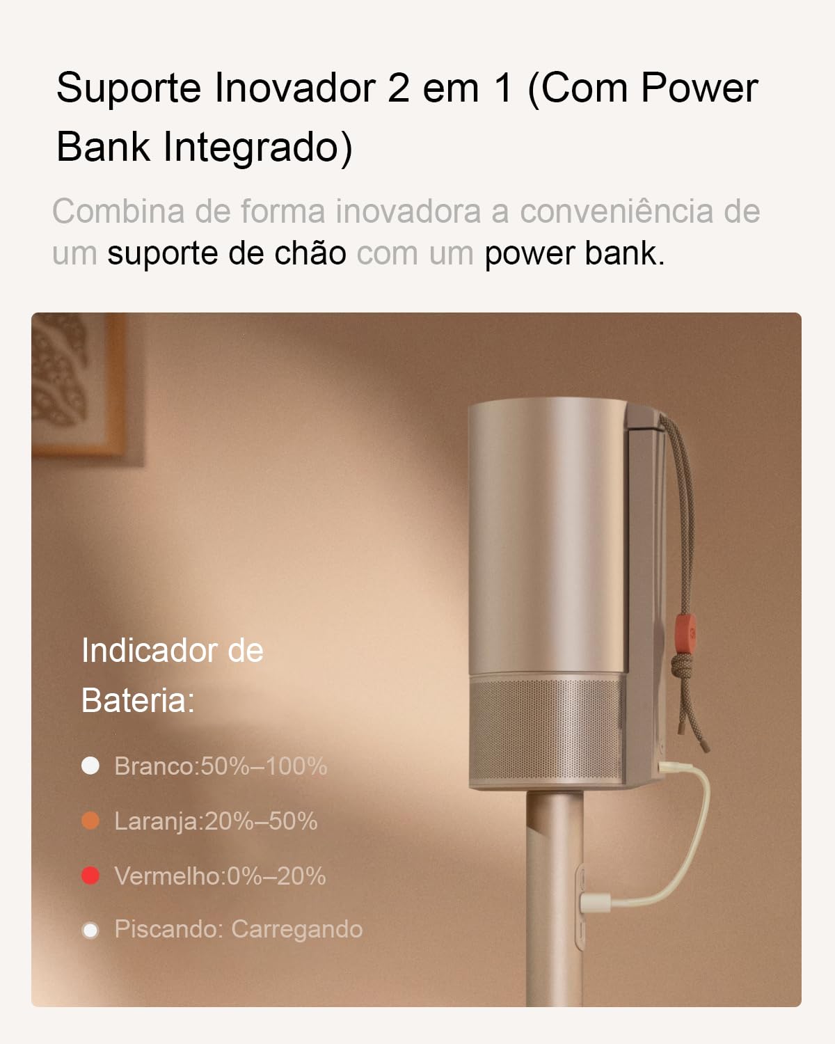 XGIMI PowerBase Suporte MoGo 3 Pro, Bateria Integrada de 20000 mAh