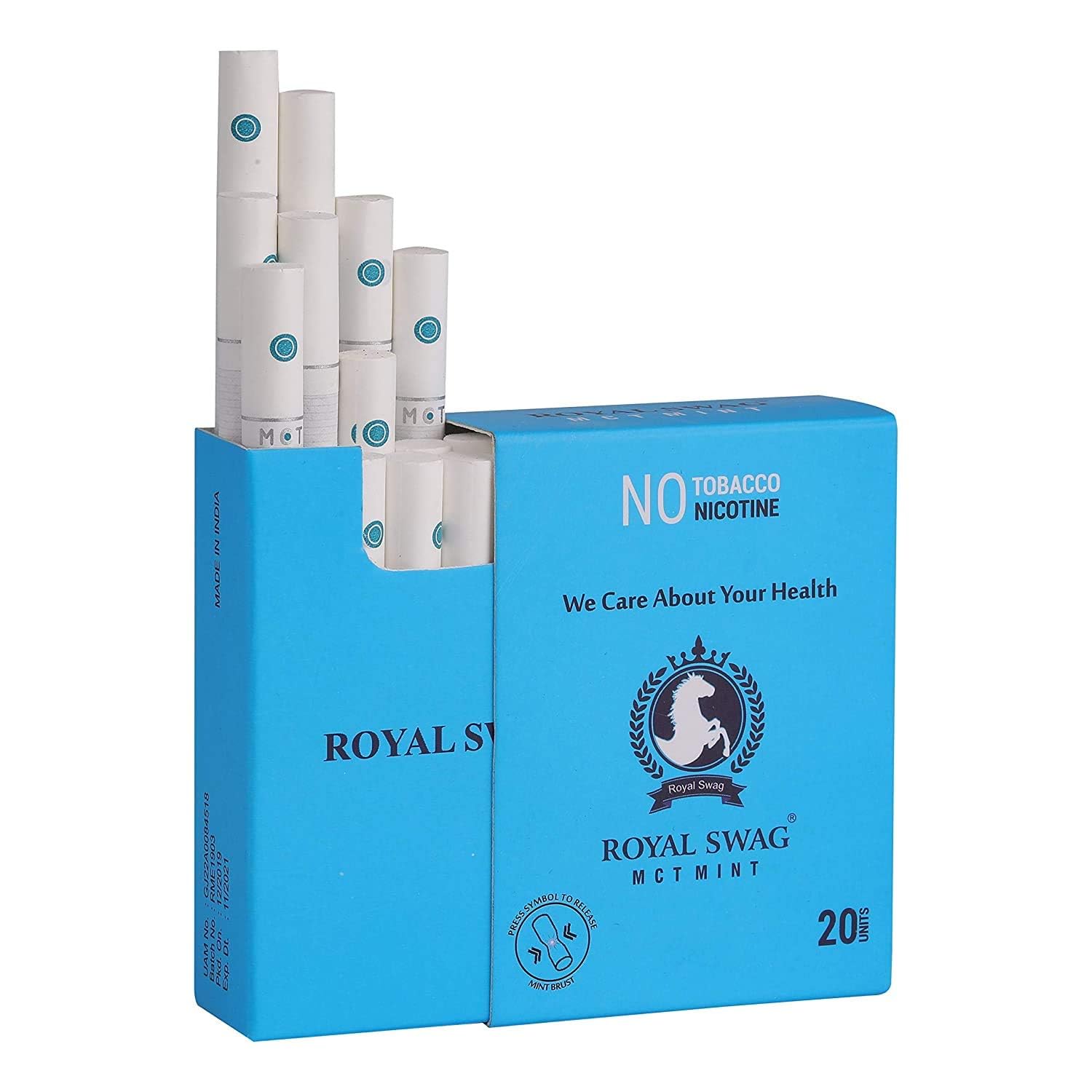 ROYAL SWAG Ayurvedic Herbal Cigarette Mint Flavoured (20 Sticks/Box) 100% NO Nicotine & NO Tobacco
