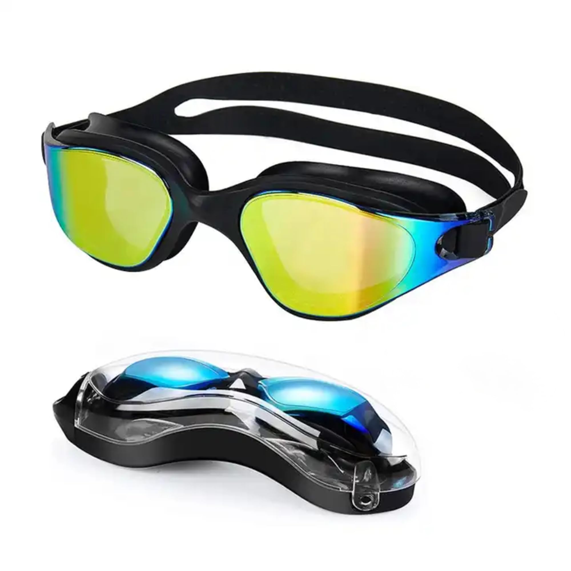 Gafas de natación, gafas natacion hombre mujer adultos, proteción UV profesional antiniebla sin fugas, antivaho, gafas piscina amplio rango de visión, juego de gafas con estuche, ajustable