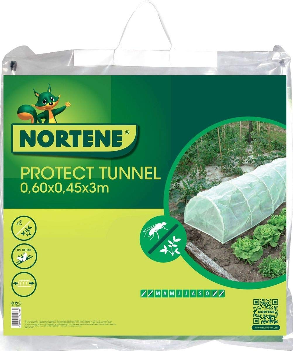 Nortene Tunnel accordéon avec Filet Anti-Insectes Protect Tunnel - 0,60 x 0,45 x 3 m