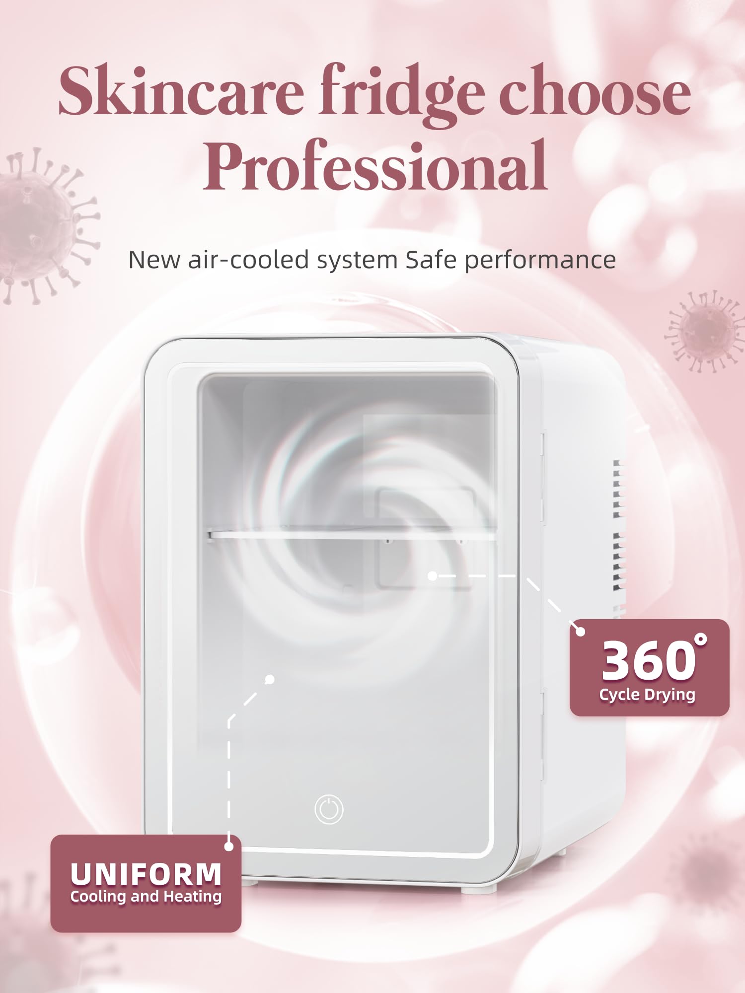 Mini refrigerador para el cuidado de la piel (4 litros/6 latas) con espejo de luz LED regulable, enfriador y calentador para refrigerar maquillaje, cuidado de la piel y alimentos, mini 7
