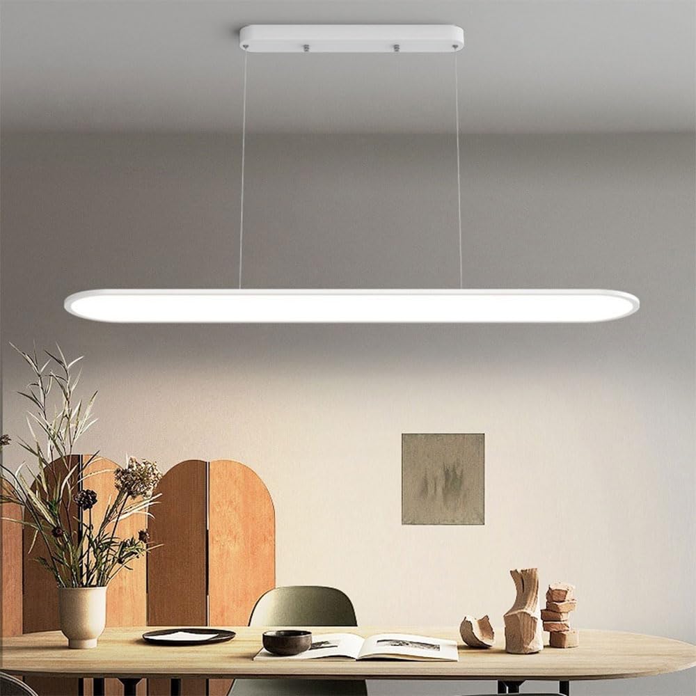 150 cm ściemniana biała minimalistyczna lampa wisząca z regulowanym zawieszeniem nowoczesna nowoczesna lampa wisząca LED do wnętrz z długim stołem idealna do jadalni, kuchni, biura lub ponownego