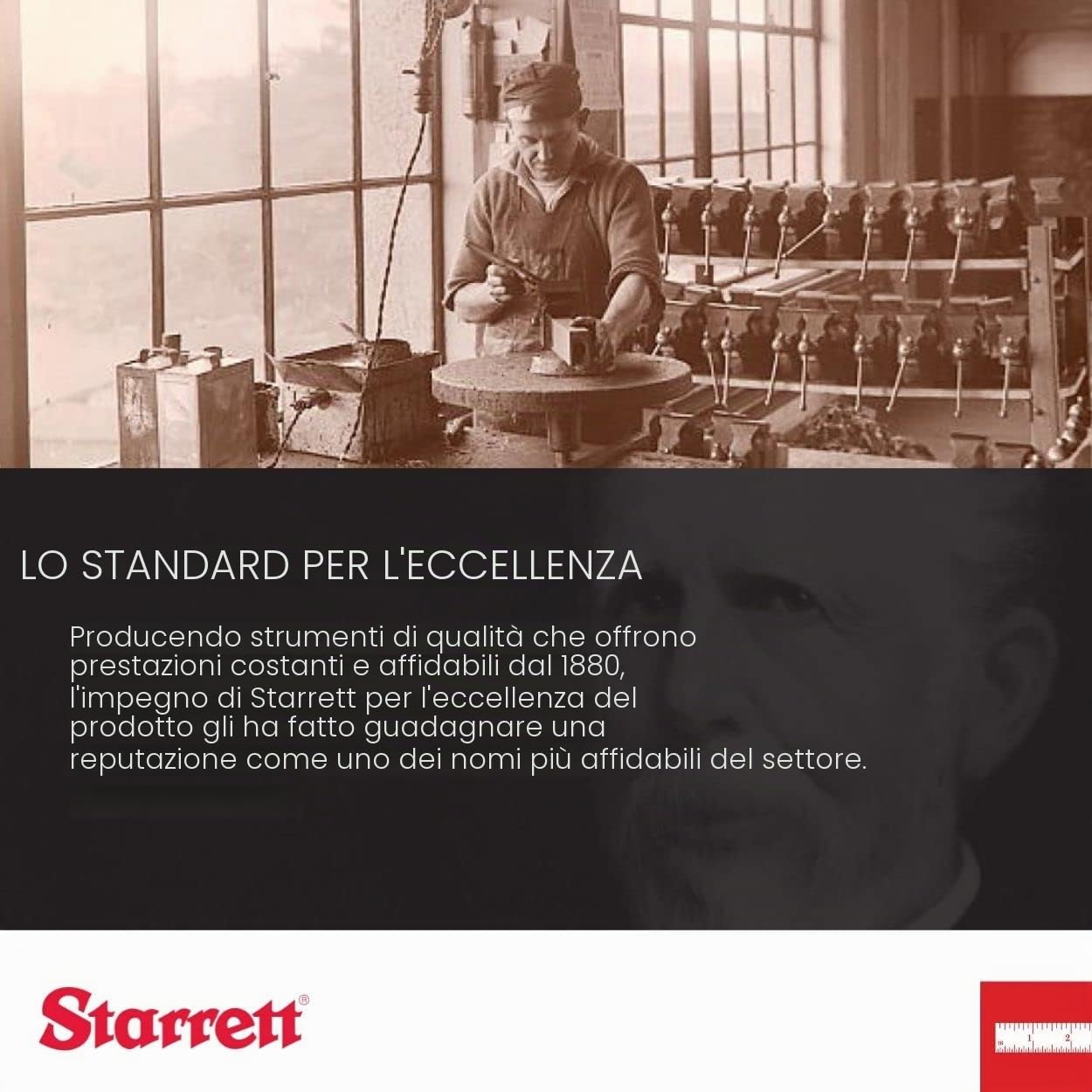 Starrett Squadra combinata con elemento angolare, sistema metrico, 300 mm - 11MH-300