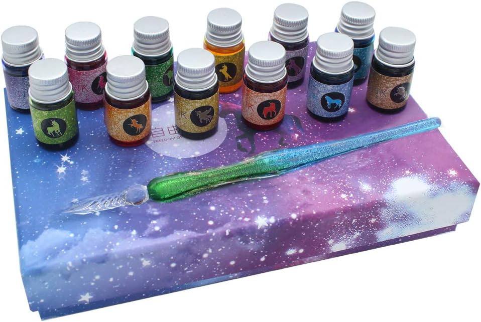 SIPLIV Handmade Glass Dip Pen Set, Crystal Sparkling Signature Drawing Calligraphy Writing Pen - Image 3