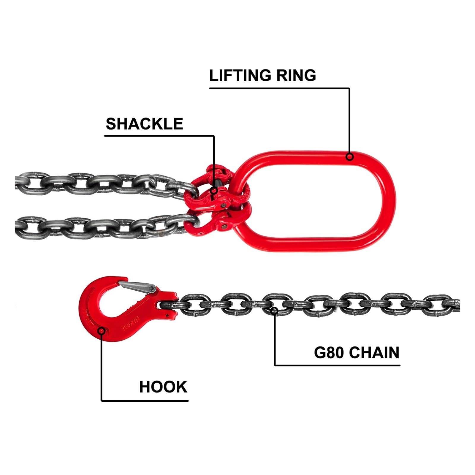 5/16 Chain Heavy Duty Chain Slings 5/16 X 10ft 7000 Lb Capacity WowDIY  Heavy Lifting Chains With Hooks, image size:1600x1600