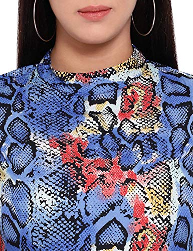 Image of oxolloxo Women's Polyester Long Sleeve Animal Print Knee-Length Dress