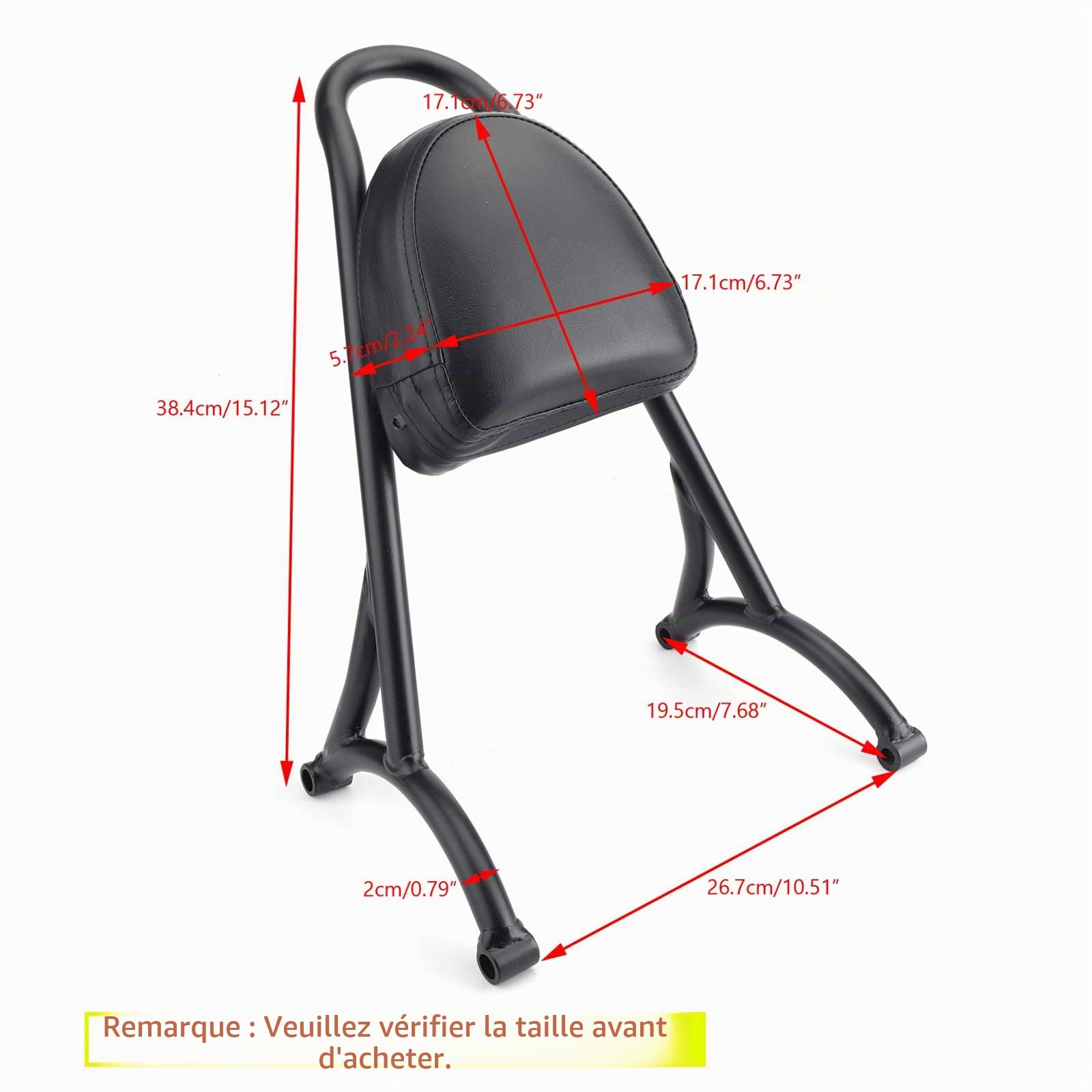 Topteng Sissy Bar de Moto, Dossier de Sissy Bar de Passager arrière avec Coussin adapté pour Sportster Iron Nightster 883 1200 XL, Noir