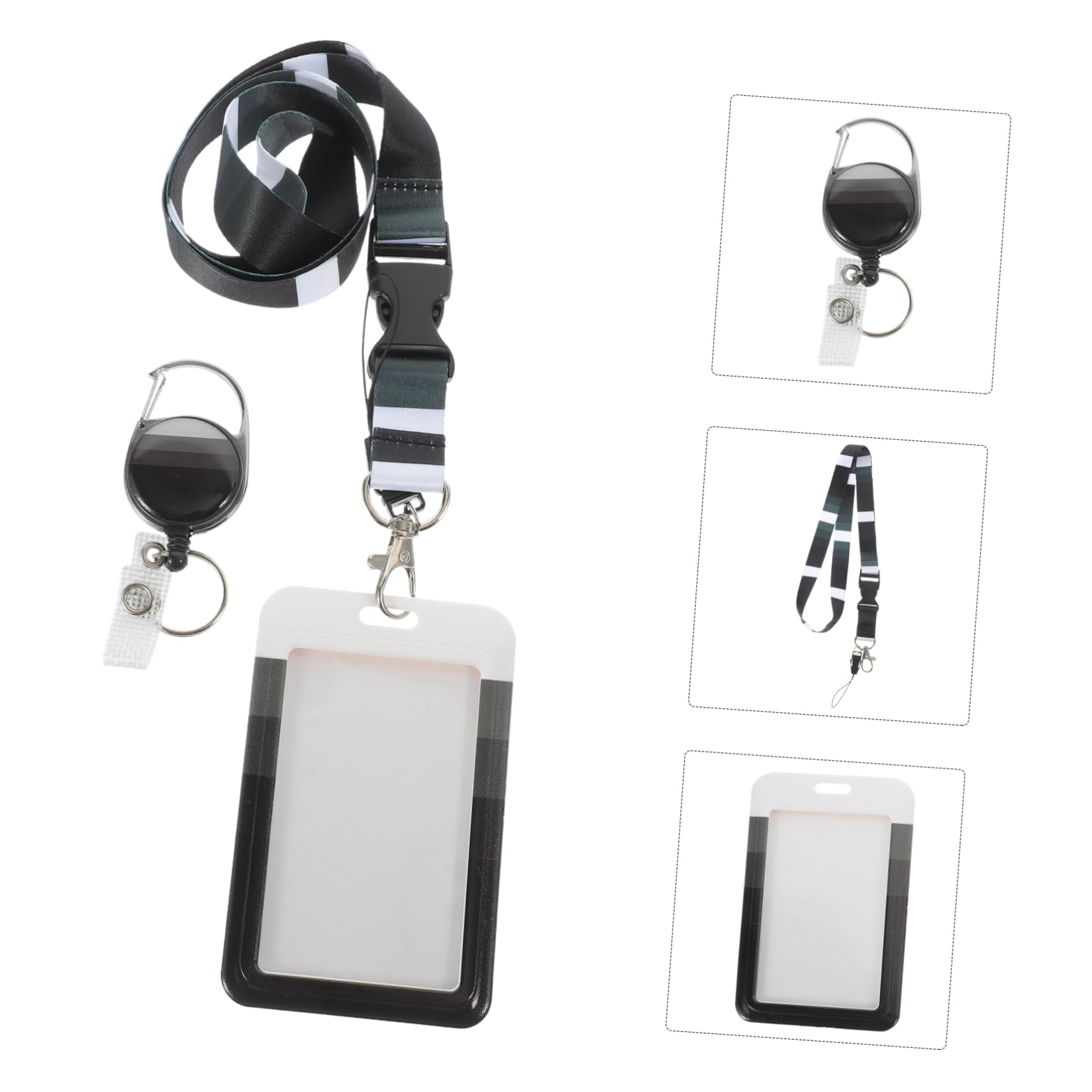 HOMSFOU 5 Stück Abnehmbarem Lanyard Wasserdichte Schutzhülle für Ausweise Busfahrkarten und Kreditkarten Transparente Ausweishülle für Büro Schule und Veranstaltungen