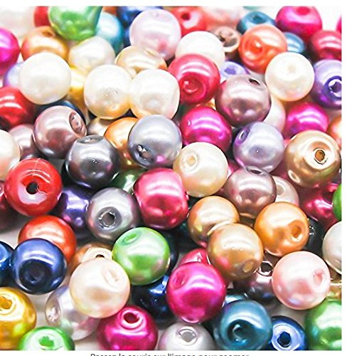 Runfon 100 Cuentas de Cristal de Perlas de Colores Mixtos 6 mm