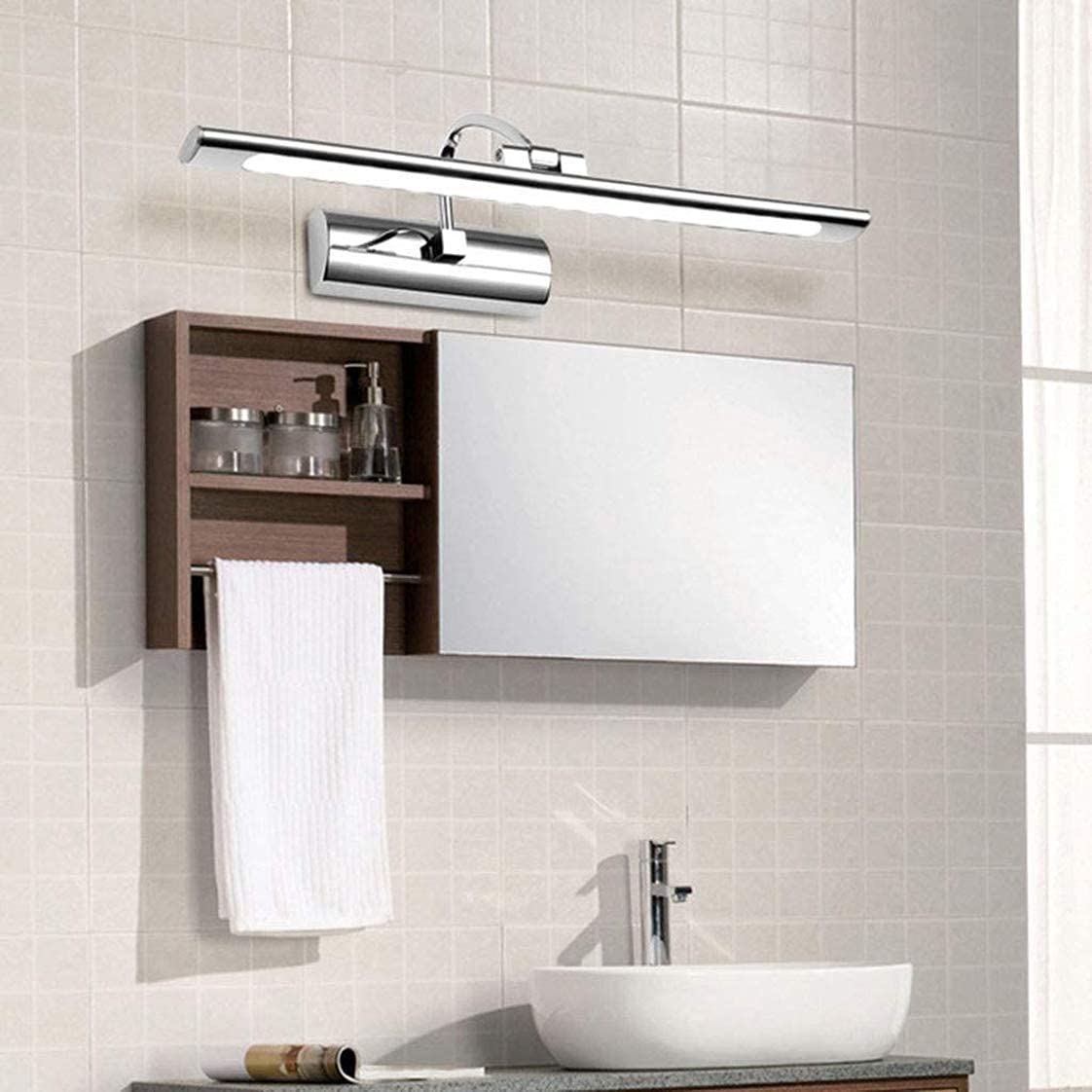 LED-Spiegelleuchte für Badezimmer, wasserdichte, schmale Installation, Wandbeleuchtung aus Edelstahl, kein Flimmern, LED-Schrankleuchte, Wandlampen für Schlafzimmer, warmes Licht, (16 W/82 cm) (warmes