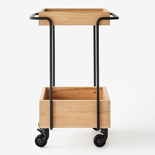 Miniatura 6 de NOGRAX Mesa auxiliar movible, mesa auxiliar cuadrada de hierro forjado, mesa de esquina de madera maciza para almacenamiento y soporte de