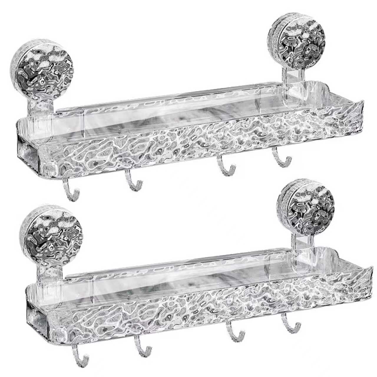 Linsvirgo 2PCS Shower Caddy Suction Cup Bathroom Shower Organizer Wall Mounted Corrugated Suction Cup Storage Holder with 4