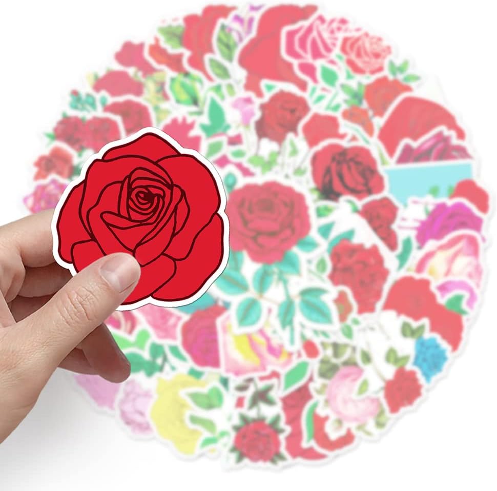 Botanical Aesthetic Waterproof Vinyl Rose Sticker Pack - 50 PCS image 3