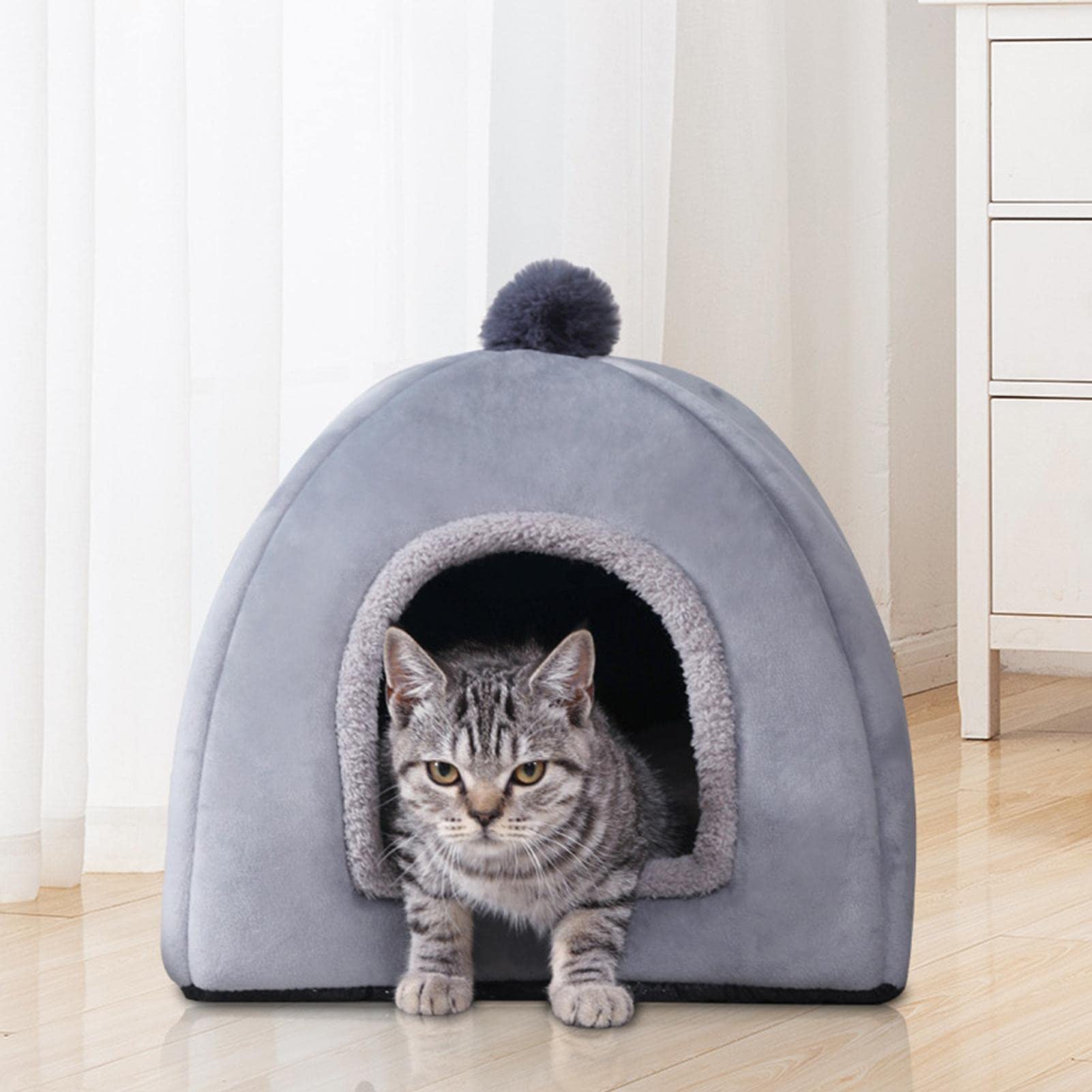 Cuccia Gatti Pieghevole Chiusa, Velluto Cristallo Caldo, Per Inverno | Rimovibili E Facili Da Pulire, Adatti Sia Per Interni Che Per Esterni, Disponibili In Tre Misure (S)