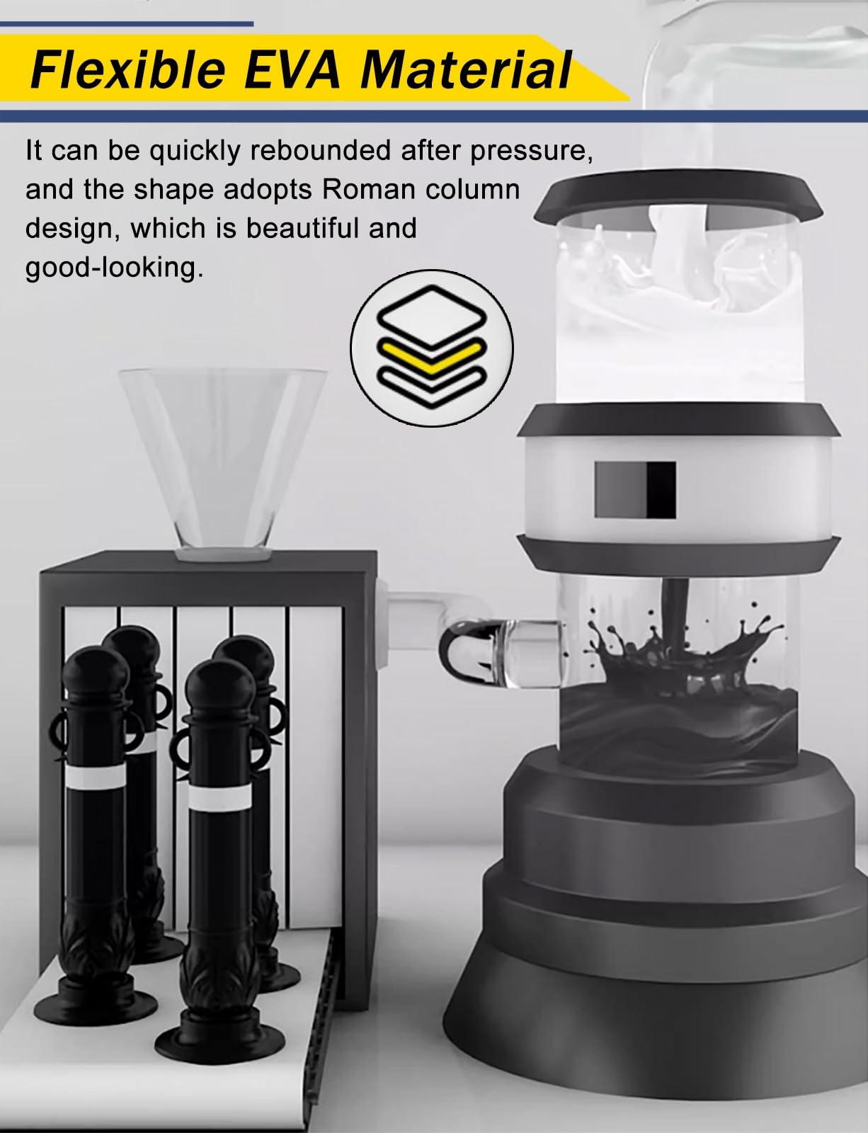 Cono Reflectante Delimitador De Tráfico, Poste De Advertencia para Entradas/Accesos con Oreja Colgante, Barrera De Seguridad para Estacionamientos De Escuelas/Hoteles/Hospitales, Paquete De