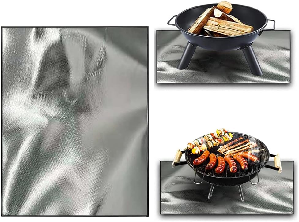 100x100cm Square Fire Pit Mat Picnic Barbecue Heat Resistant Mat Fireproof Grill Mat For Decking,Lawn,Camping,Backyard,Grass (Square)