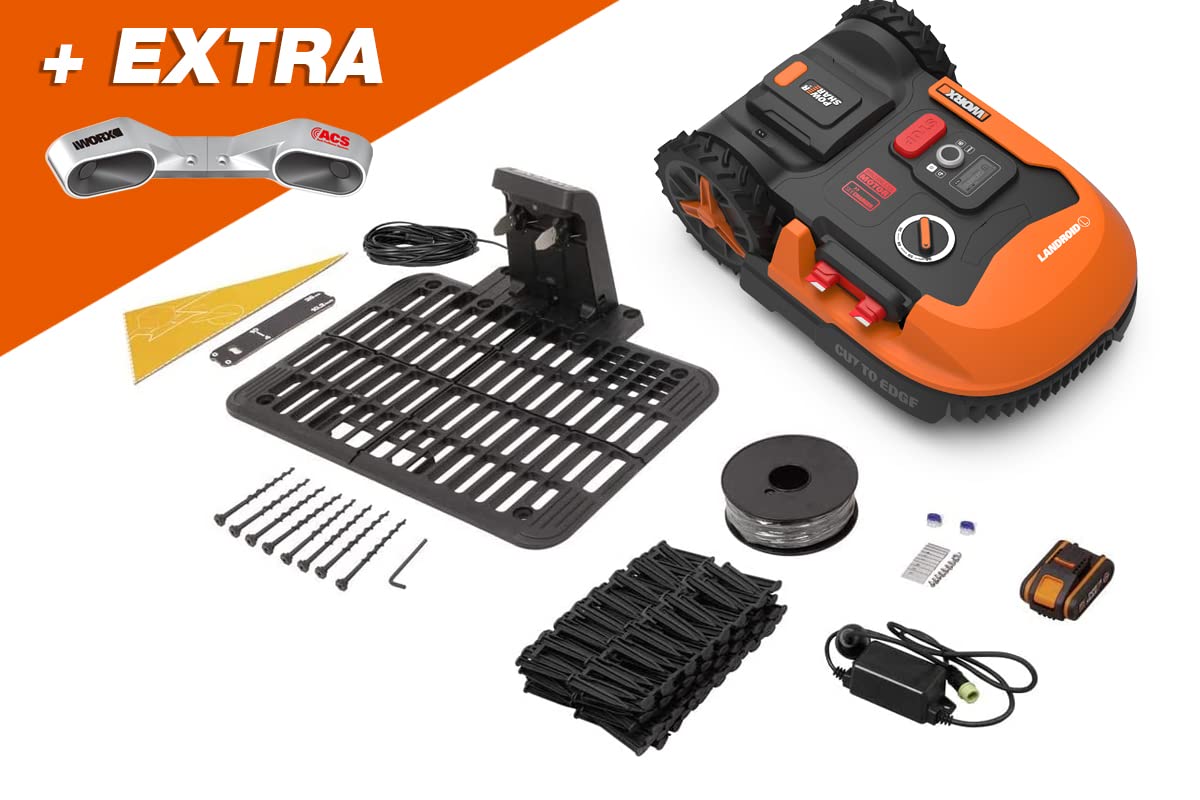 WORX - Pack LANDROID - 500m² - Tondeuse Robot connectée sans Fil LANDROID - WR165E + Extra [Garage Blanc - protège de la — vue 2