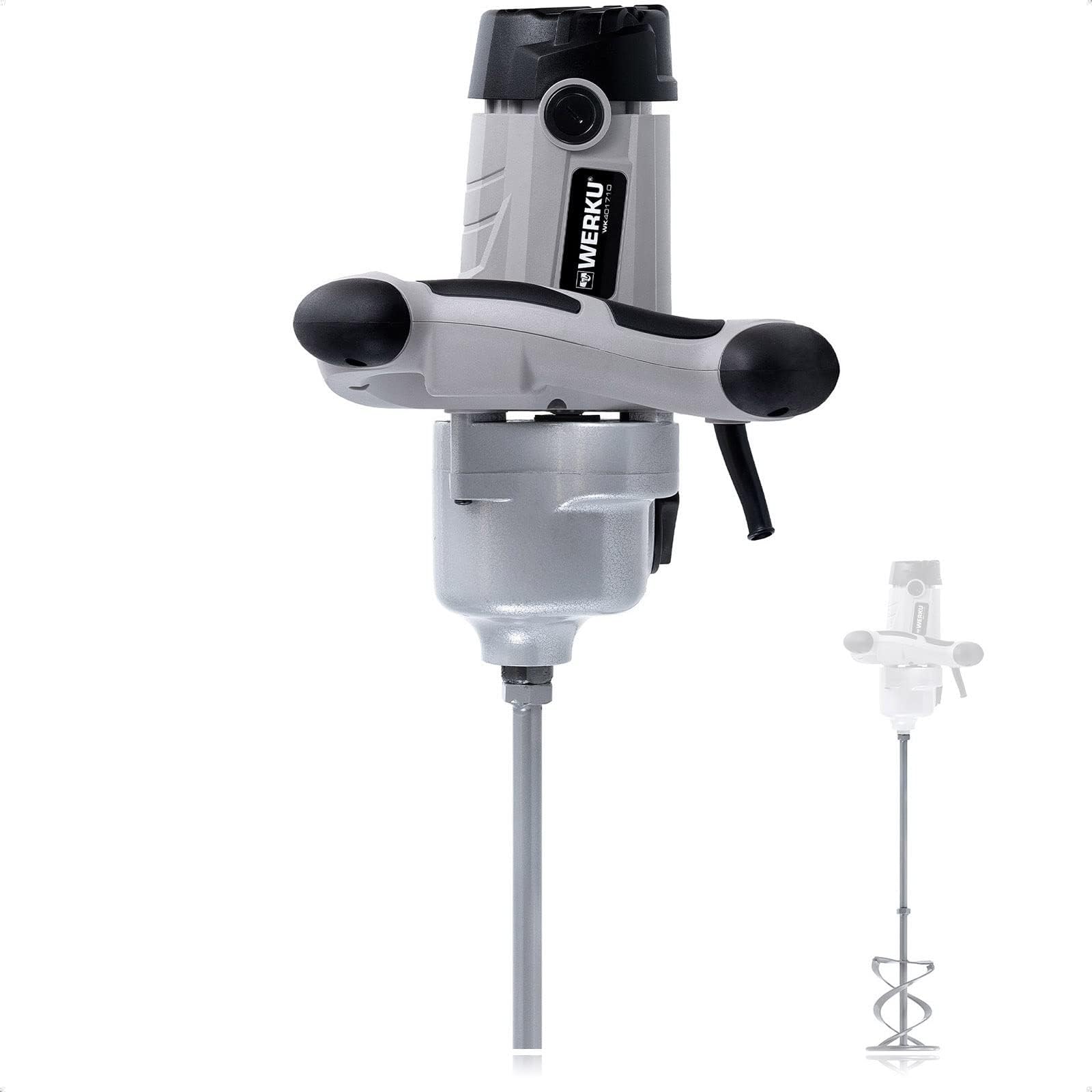 Werku WK401710, Mezclador Pintura-Mortero, Calidad Profesional, Mezclado 100 Kg, Potencia 1800 W, Incluye Varilla Mezcladora