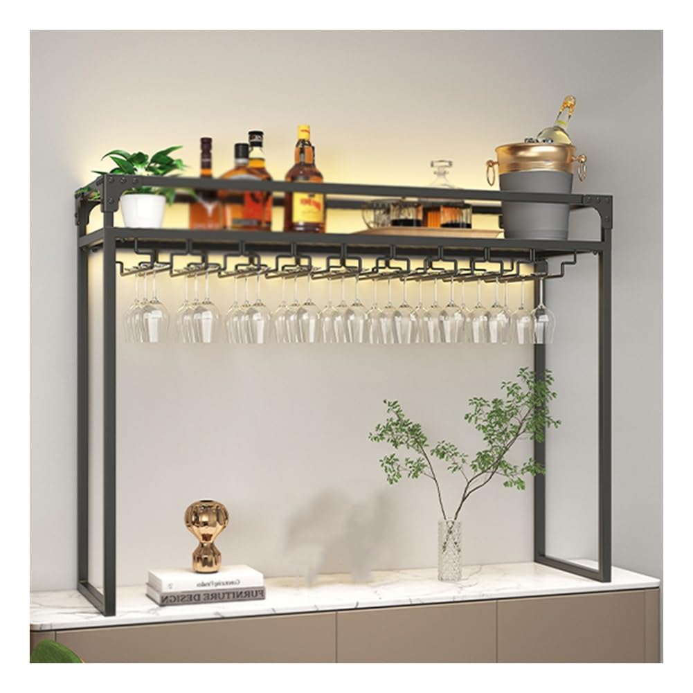 Bar mural LED pour salon chic avec étagère à vin flottante