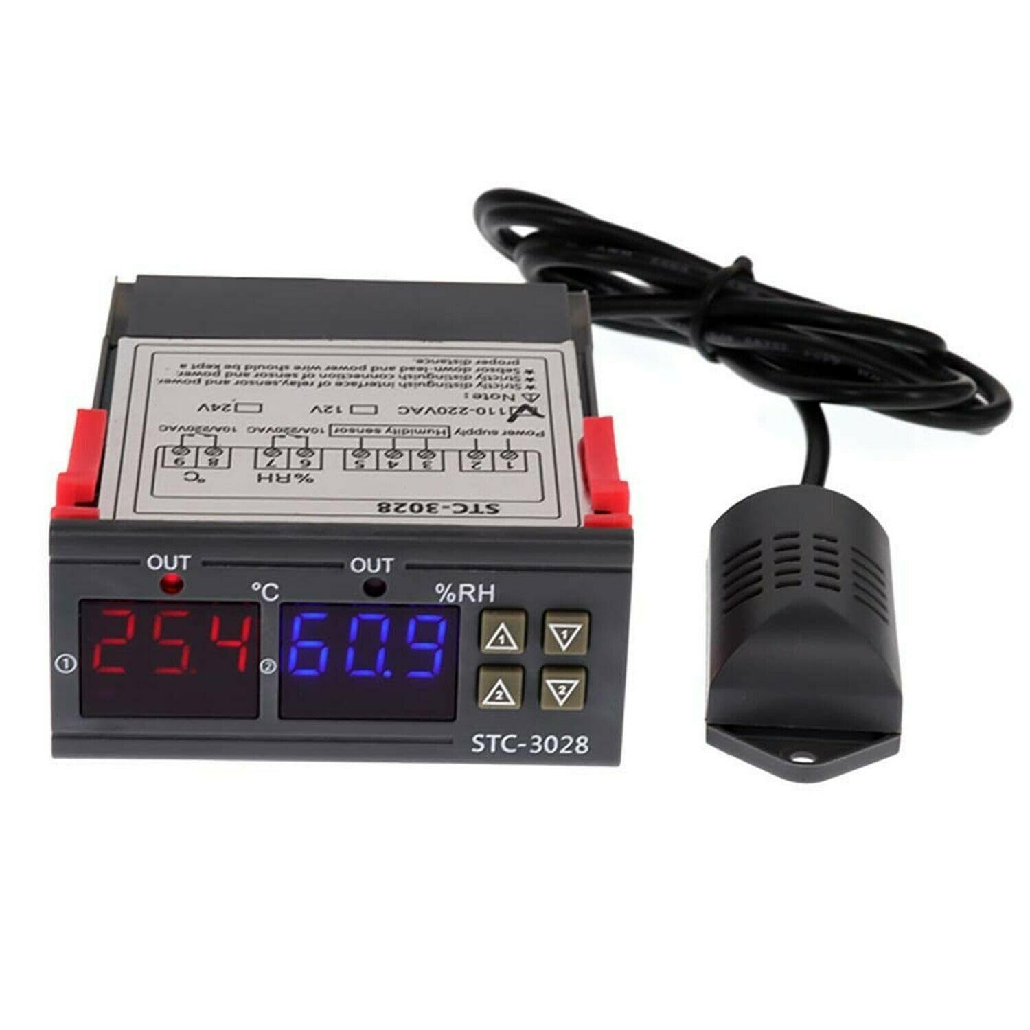 SATKIT Contrôleur Numérique Température Humidité STC-3028 220V Thermostat Hygromètre Relais 10A pour Incubateur Terrarium Réfrigérateur