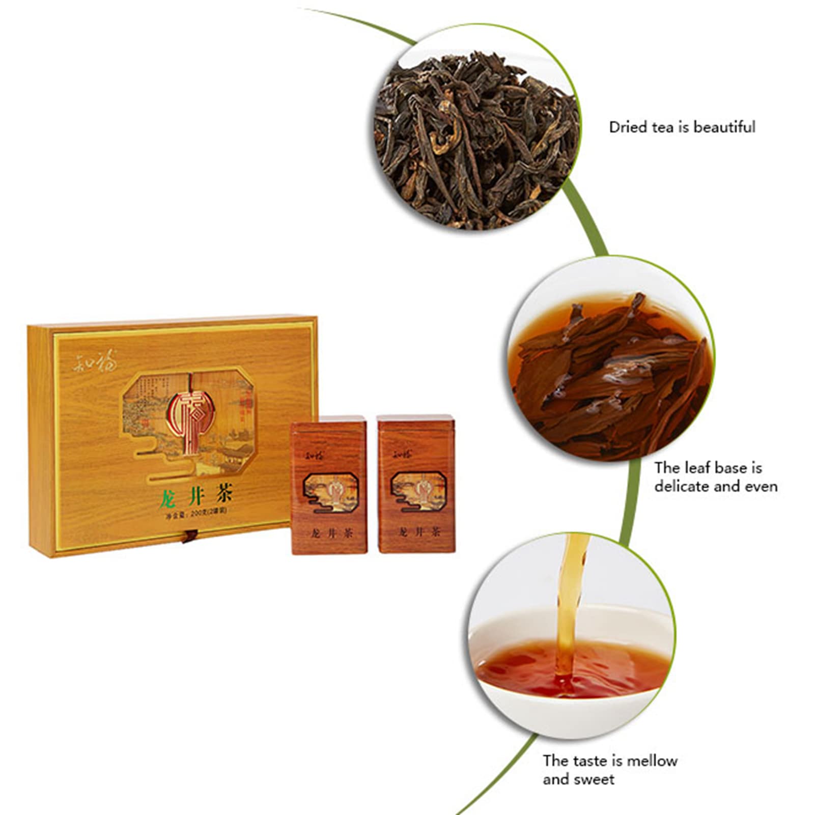 Dragon Well Zielona Herbata, Longjing Tea Luźny Liść, Prezent W Pudełku Luźna Herbata Specjalna Klasa Zbierana Przed Zamiataniem Grobowca Dzień I Deszcz Organiczna Chińska Herbata Dragon Well 7.1 Uncj