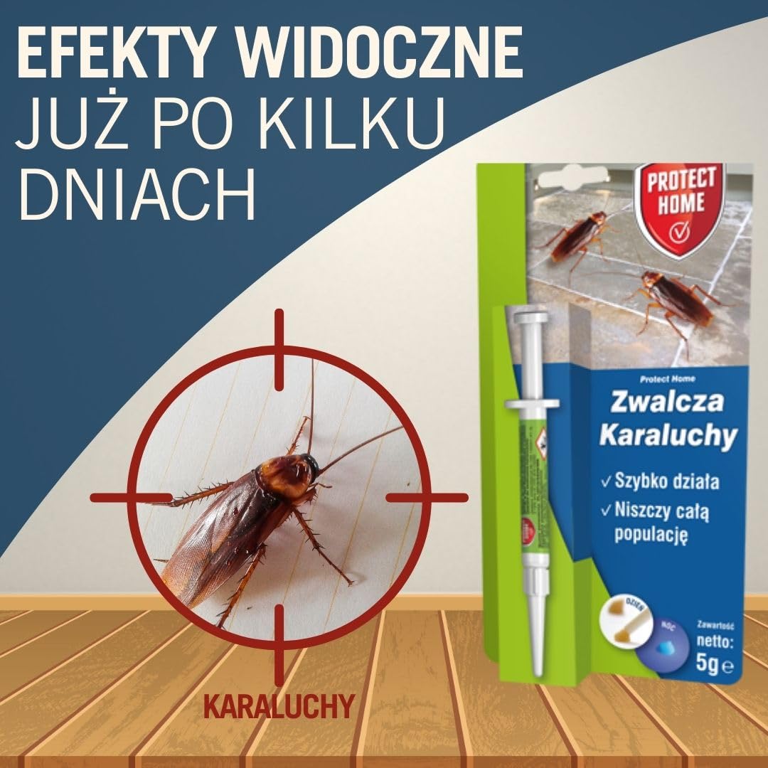 Protect Home Zwalcza Karaluchy, 5g - Dawniej Blattanex Gel – Środek do zwalczania karaluchów i prusaków - Długie działanie - Wygodny w aplikacji żel w strzykawce - Chroni domy, mieszkania i biura