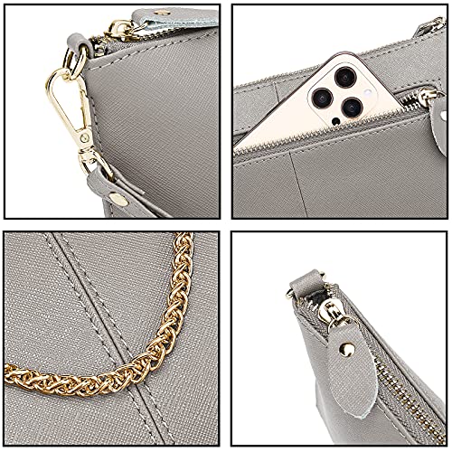 Image of YALUXE Genuine Leather Wristlet Handbags Purses Cell Phone Pocket Clutch Wallet Crossbody Bags for Women