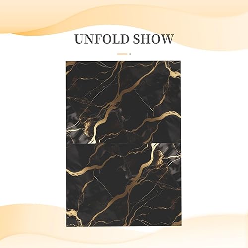 Miniatura 4 de YAzgaN Tarjetas de cumpleaños de mármol negro y dorado con sobres, esta tarjeta de felicitación en blanco utiliza papel perlado con borde dorado.