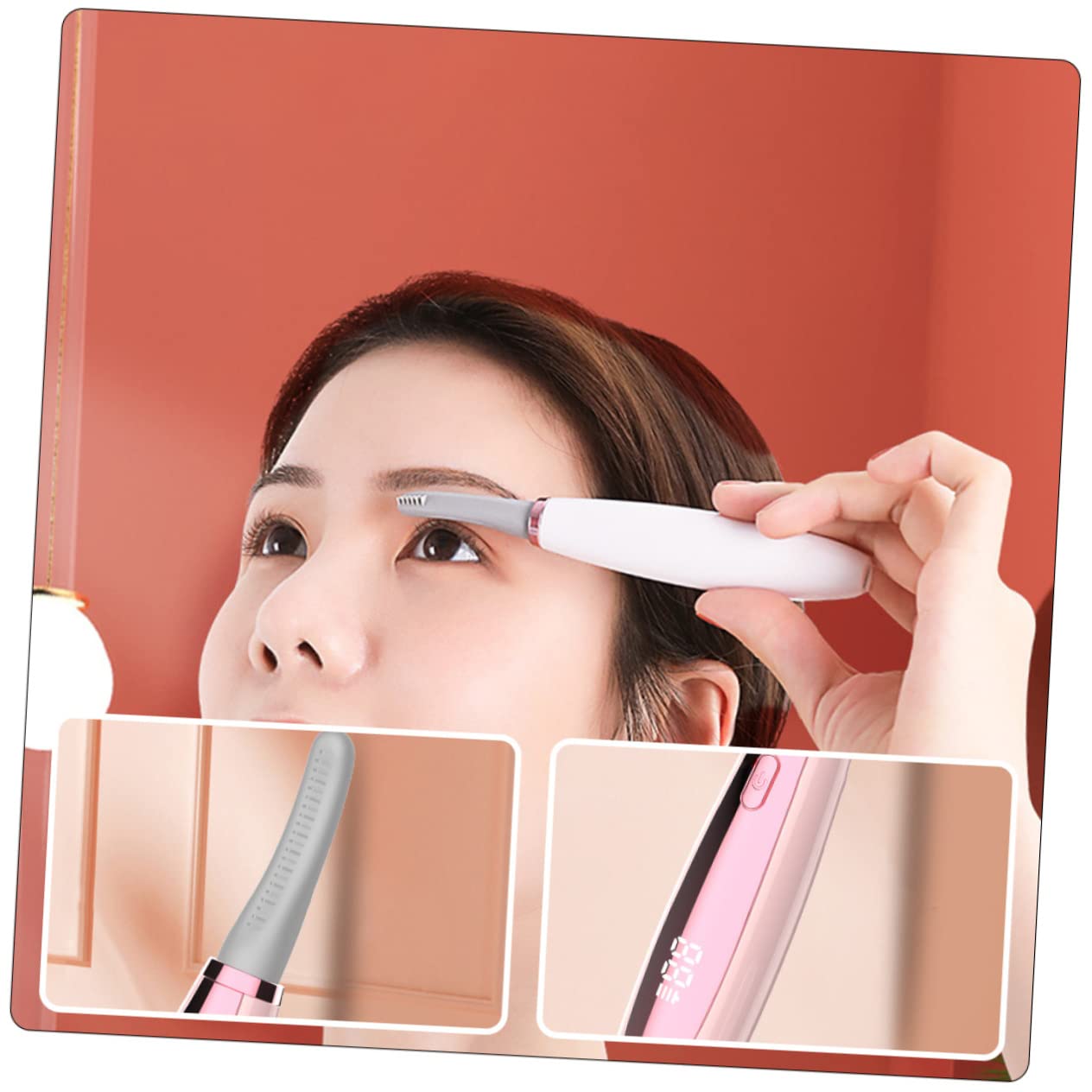 Housoutil 3 Piezas rizador de pestañas dispositivo para rizar pestañas recargable práctica herramienta de pestañas suministros de maquillaje para mujeres eléctrico bigudí abdominales rosa