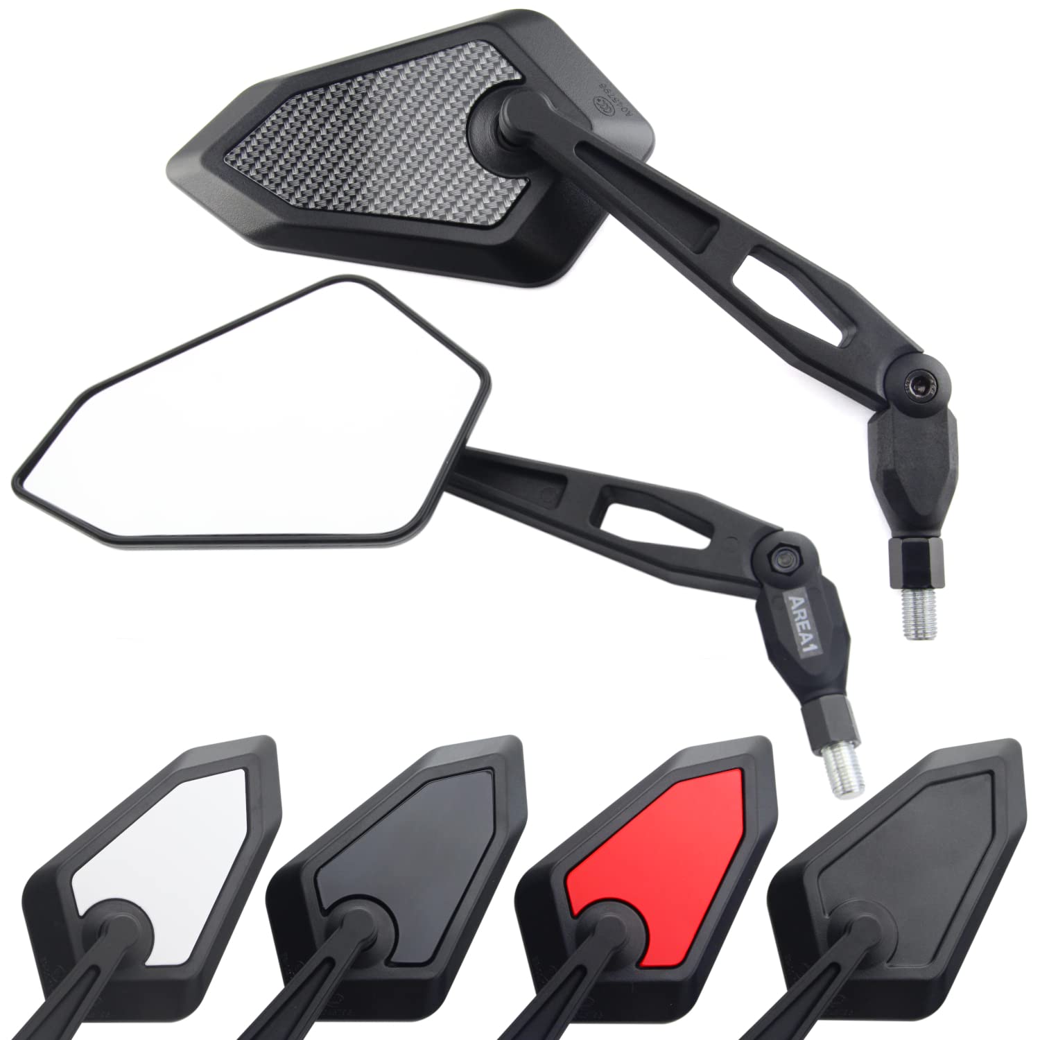 Specchietti Retrovisori Moto Area1 Universali - Omologati, Design Sportivo, Con Adattatori Per Filettature - Foto 8