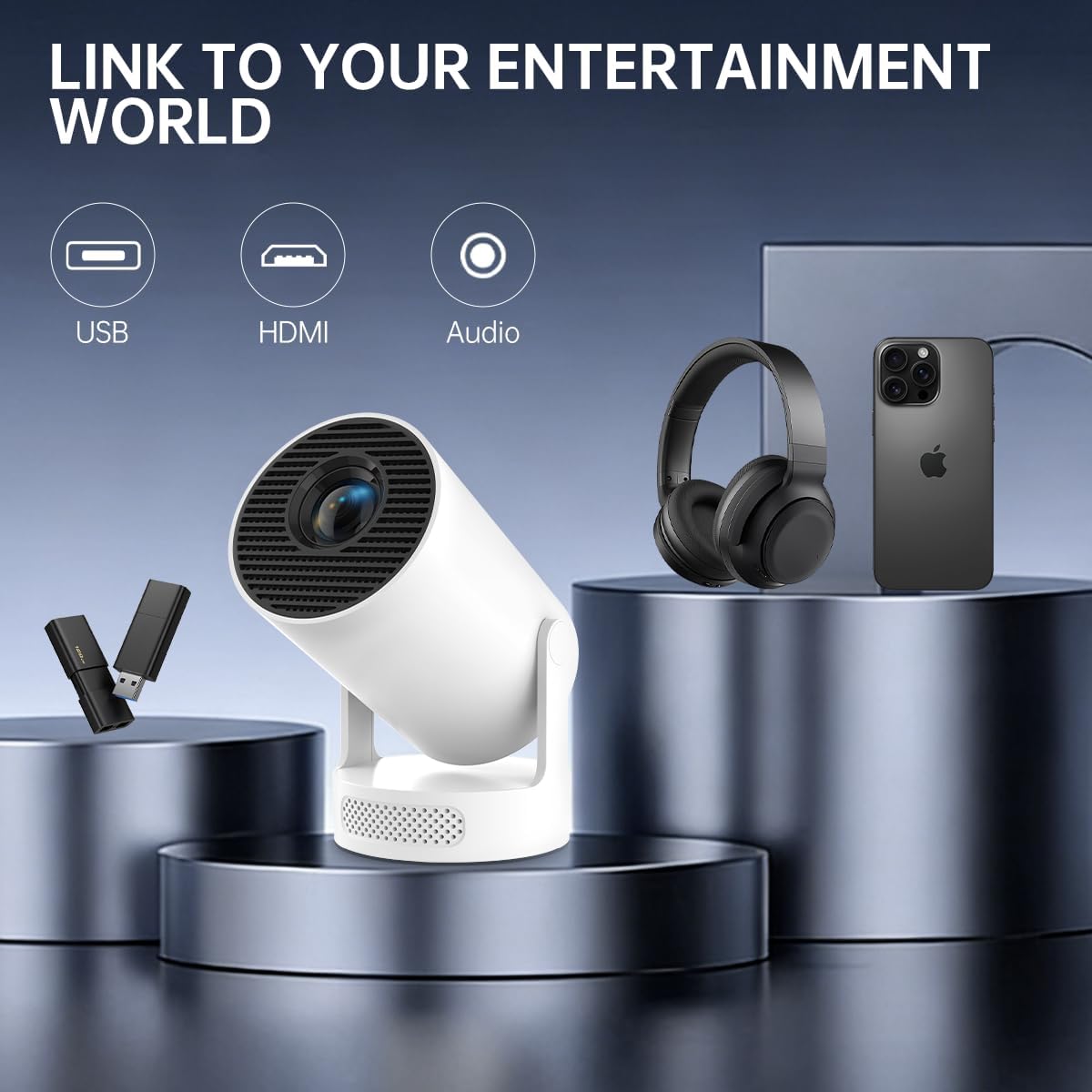 Mini Projector with Wifi 6 and Bluetooth 5.4, Portable Projector 1080P Support, 5W Sound Base Speaker, 200 ANSI, Android 11, Auto Vertical Keystone 210° Rotatable Proyector for Home Bedroom Outdoor 9 61yagLS1uLL. AC SL1200