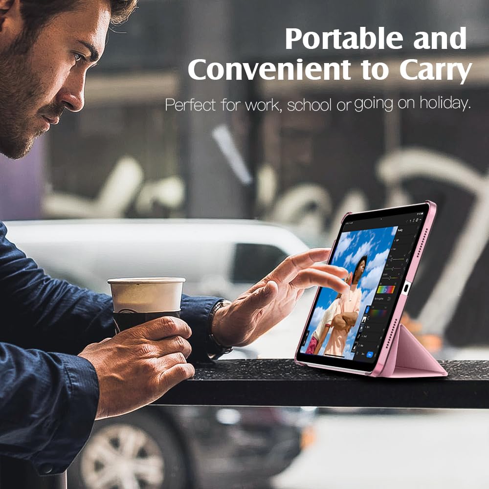 TiMOVO Etui do iPad Air 11" M4/M3/M2, Air 5./4. gen. 10,9", Nosegay Pink | Smukła podstawka, twarda półprzezroczysta tylna obudowa, obsługa Touch ID i automatyczne usypianie/wybudzanie