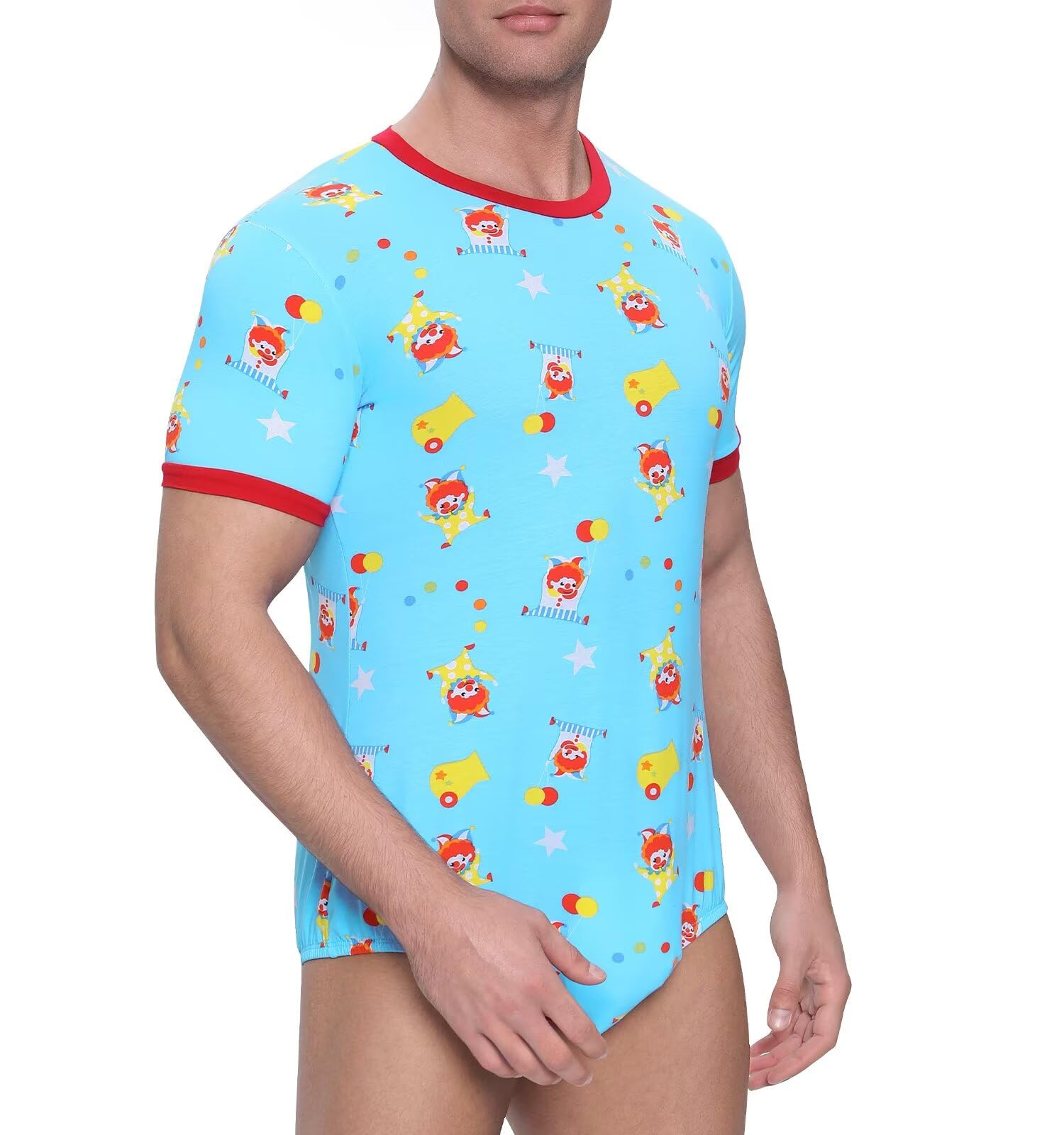 Landofgenie Mono para Hombre Body Pijama Enterizo Manga Corta co Cómodo Bodysuit - Estampado de Payaso