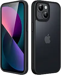 JETech Capa Fosca para iPhone 13 6,1 Polegadas, Case Proteção Contra Quedas de Grau Militar à Prova de Choque, Capinha Traseira Translúcida Fosca para Telefone, Anti-Impressão Digital (Preto)