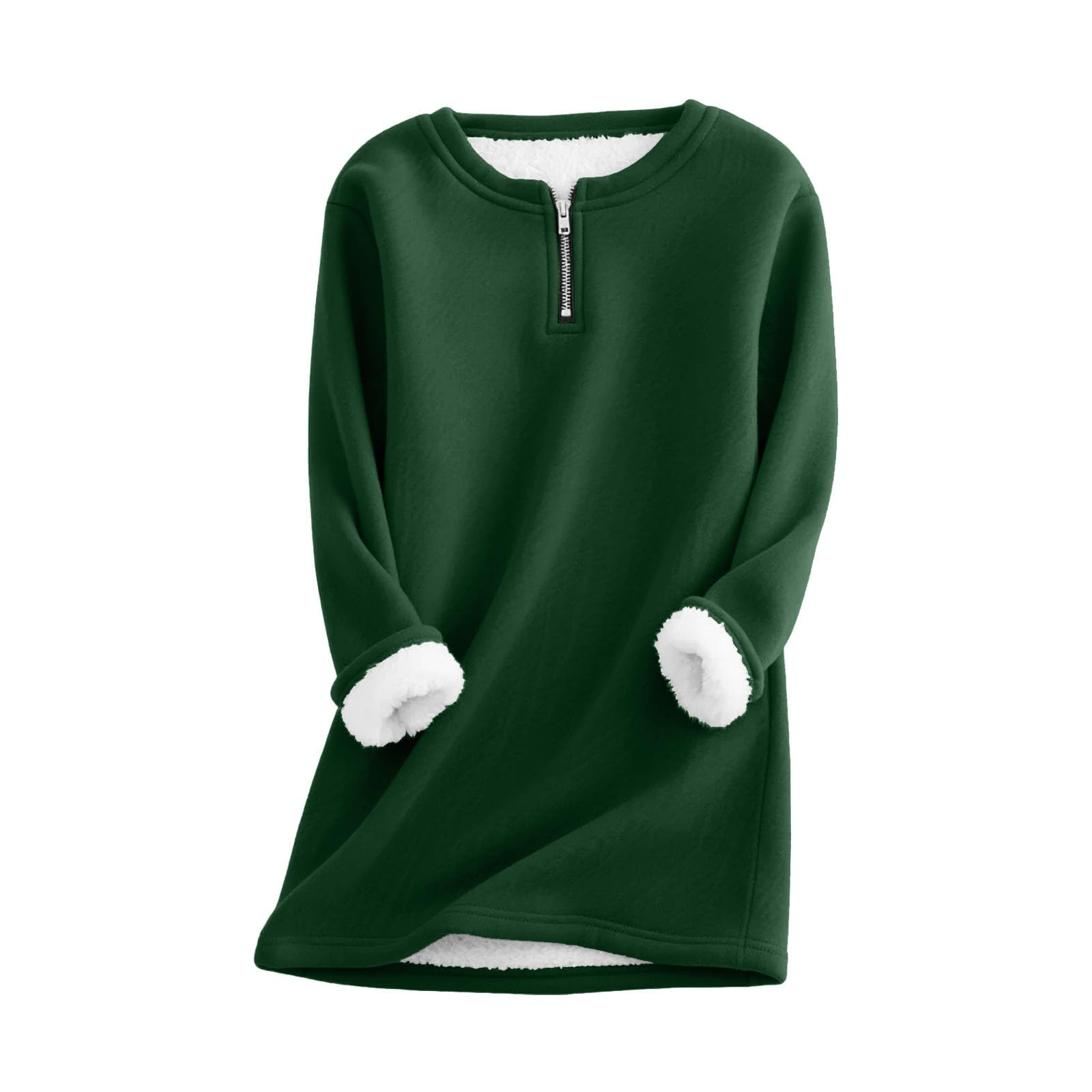 Generico Tunica da Donna Manica Lunga - con Cappuccio da Donna in Pile Top | Oversize Hoodie Tinta Unita Moda Casual Tasche Casa Abbigliamento ta Termica Autunno Invernale Outdoor