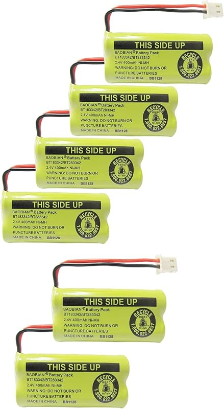 BT183342/BT283342 BT162342/BT262342 BT166342/BT266342 Battery Compatible with VTech CS6114 CS6419 CS6719 AT&T EL52300 CL80112 VTech CS6719-2 Cordless Handsets (6 Pack)
