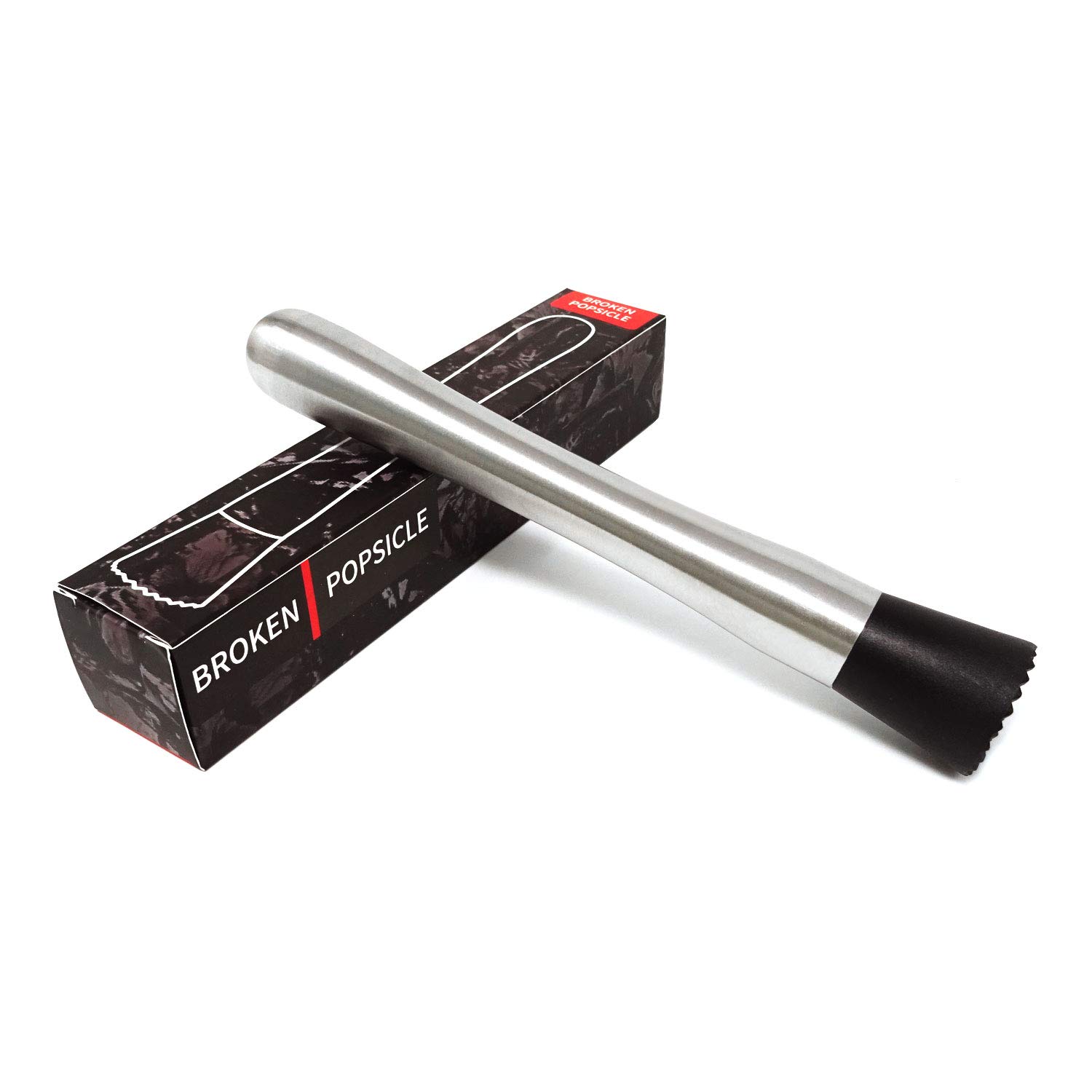 Honbay 1PCS Stainless Steel Cocktail Muddler Drink Muddler Bartender Tool Grooved Nylon Head Pestle for Bartending (8inch)