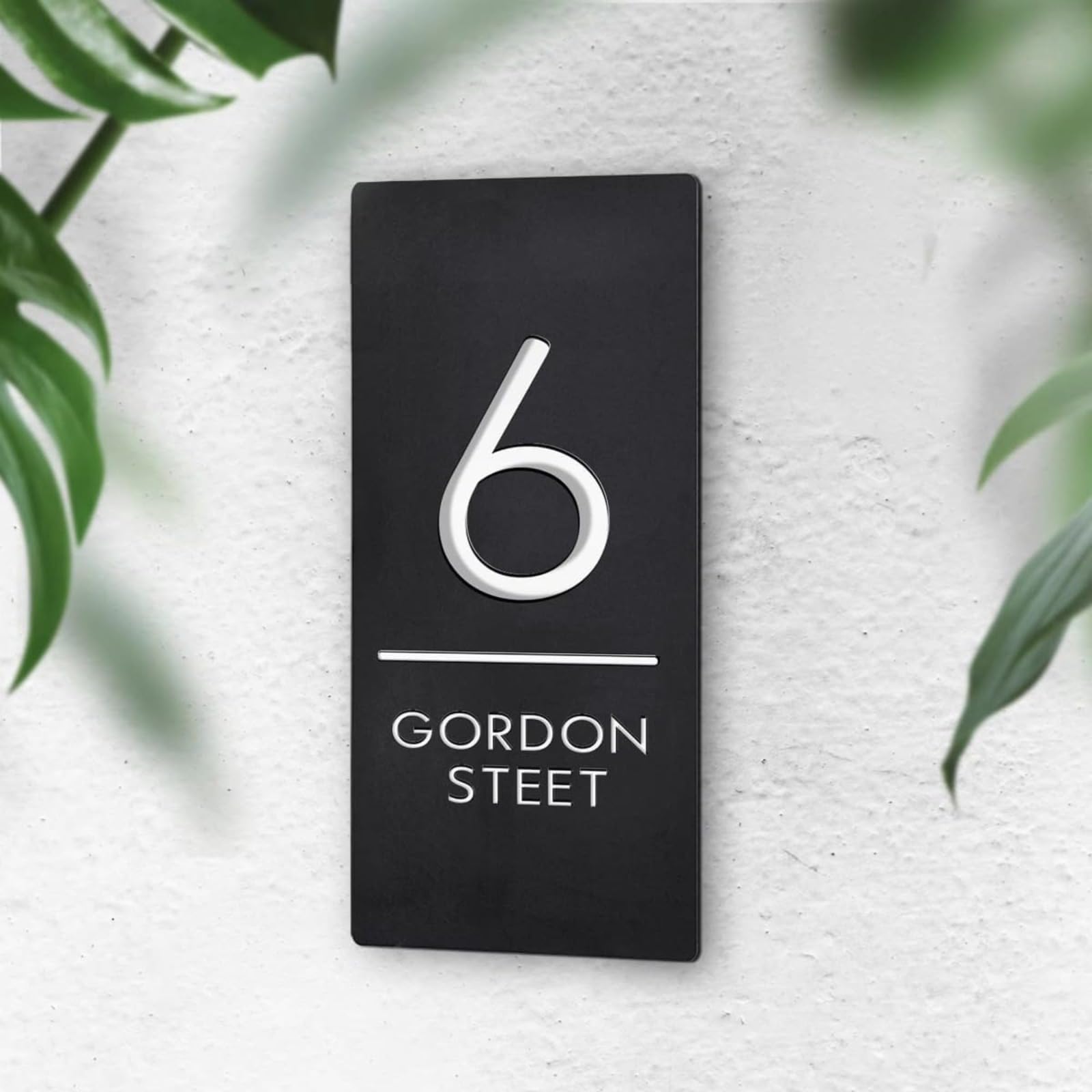 Vertical House Number Sign,Custom Address Sign,Outdoor Home Number Sign,Custom House Sign Door Number Plaque (Black-White)