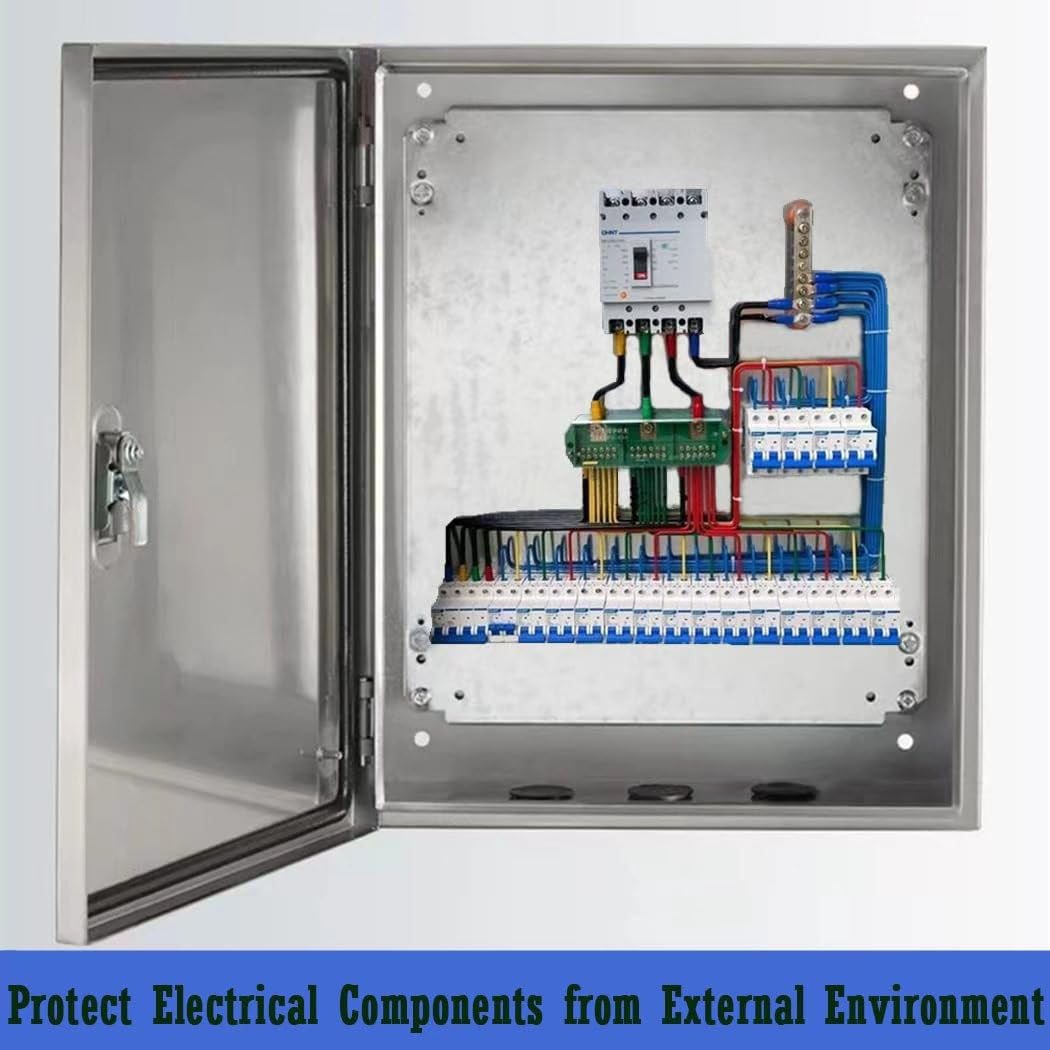 caja electrica exterior Caja Eléctrica Resistente A La Intemperie, Cofre De Conexiones De Acero Inoxidable Para Agricultura/almacenes/talleres, Cajas De Proyectos(H W D 400x400x200MM/T 1.5MM)